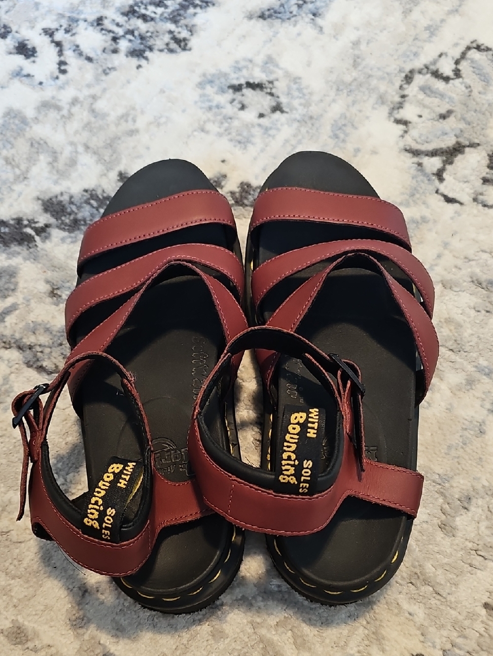 Dr Martens Blaire BurgundyLeather Strappy Platform Sandals - Picture 7 of 9